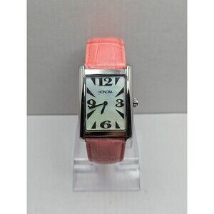 Honora Tank Swiss Mother of Pearl Watch Pink Leather Quartz New Battery Womens